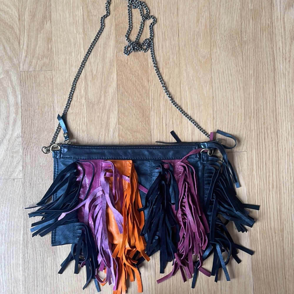 Danielle Sakry Multi Color Leather Fringe Crossbody Bag - Picture 2 of 5
